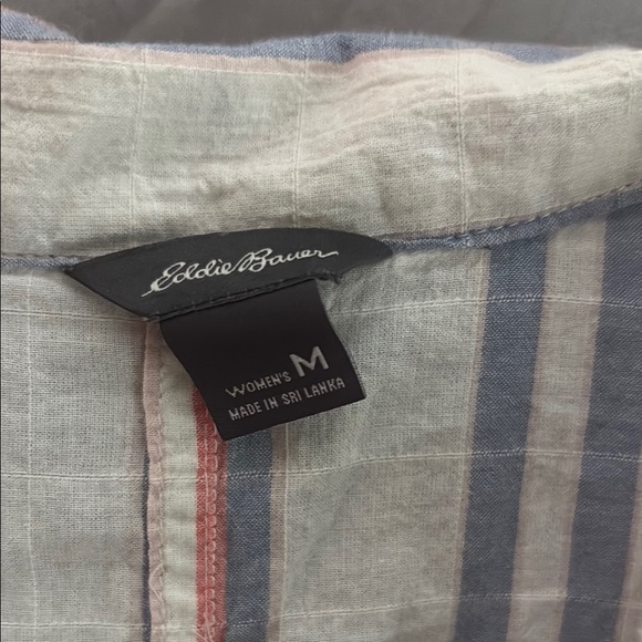 Eddie Bauer Pink and Blue Puff Sleeve Button Down Shirt - Picture 2 of 2